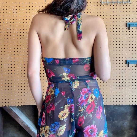 VINTAGE CHIFFON FLORAL ROMPER - Picture 3 of 6
